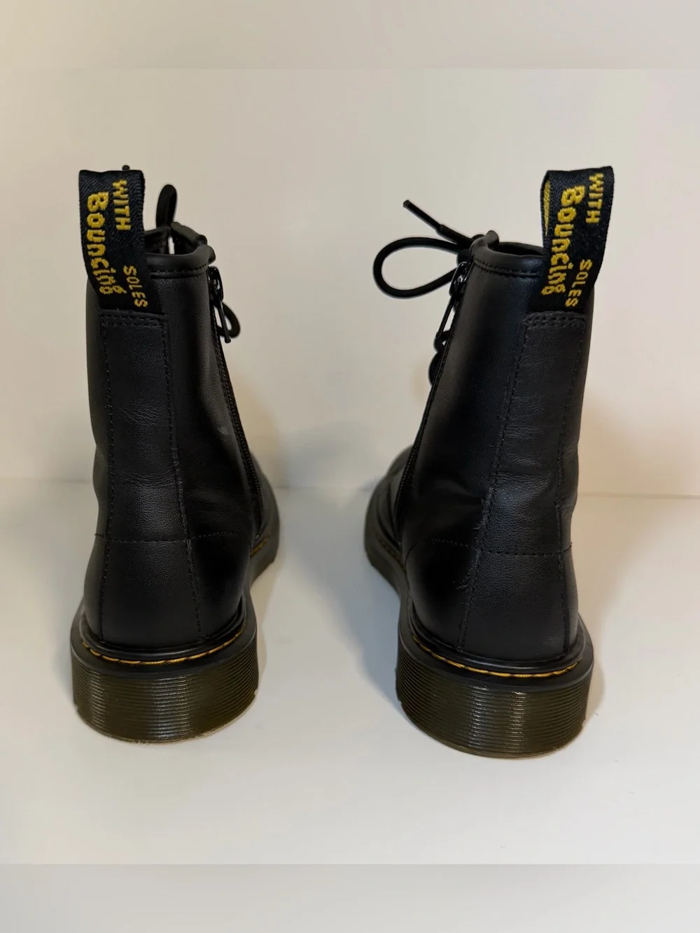Dr. Martens 1460 Y Leather Combat Boots Lace Up Side Zipper Black Unisex US 5